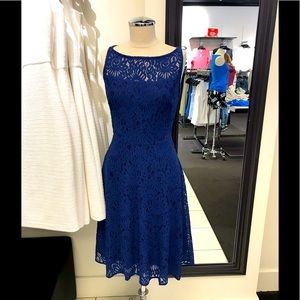 White House Black Market Navy Blue Lace Dress, Size 4